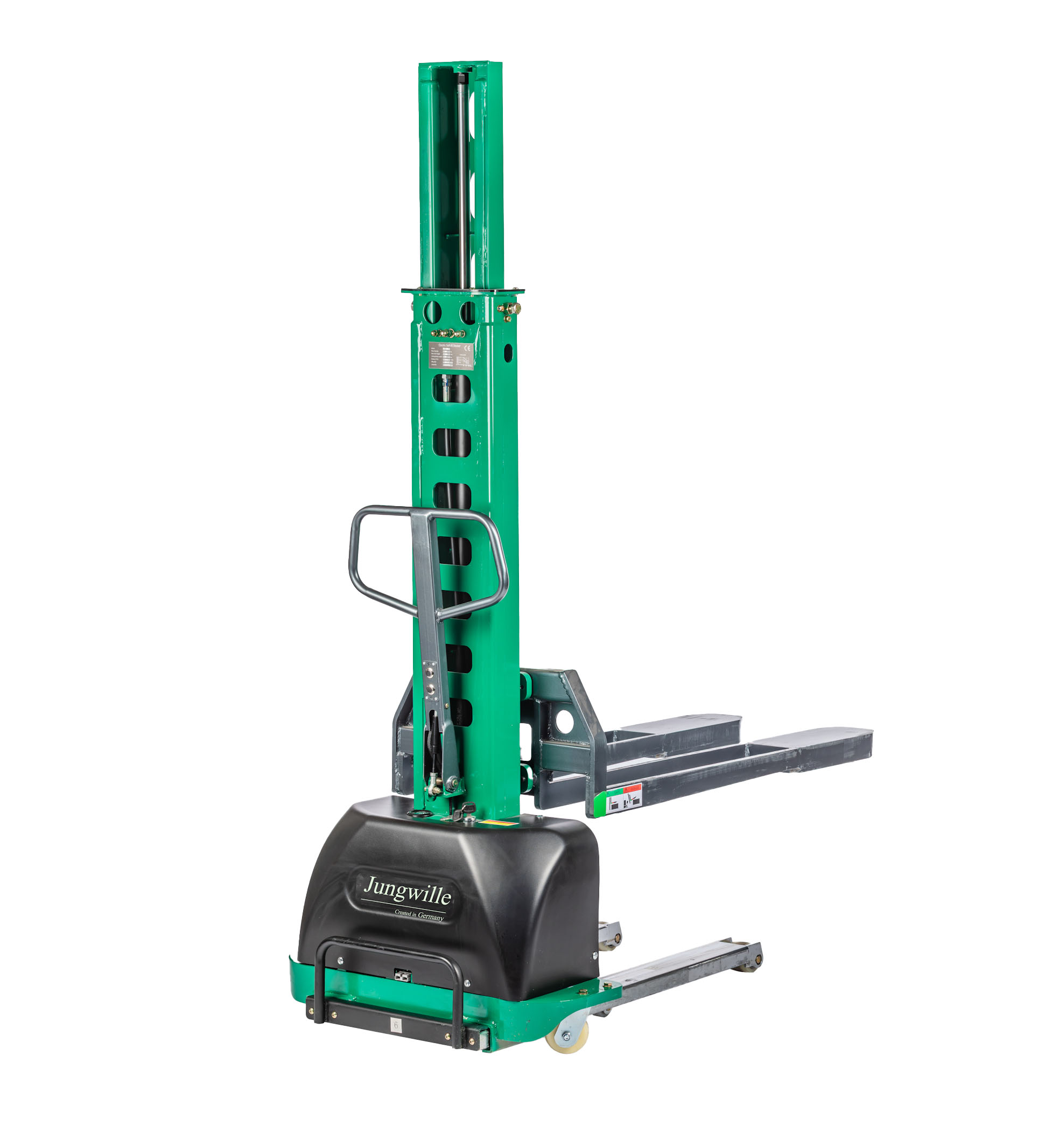 Jungwille TVE165 – Elektrischer Mitnahmestapler (500 kg, 1600 mm)